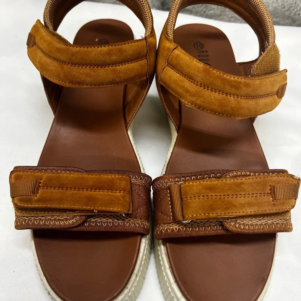 Rouge Helium Tan Suede Platform Sandals Womens 10 Chunky Strappy Boho‎ Gorpcore